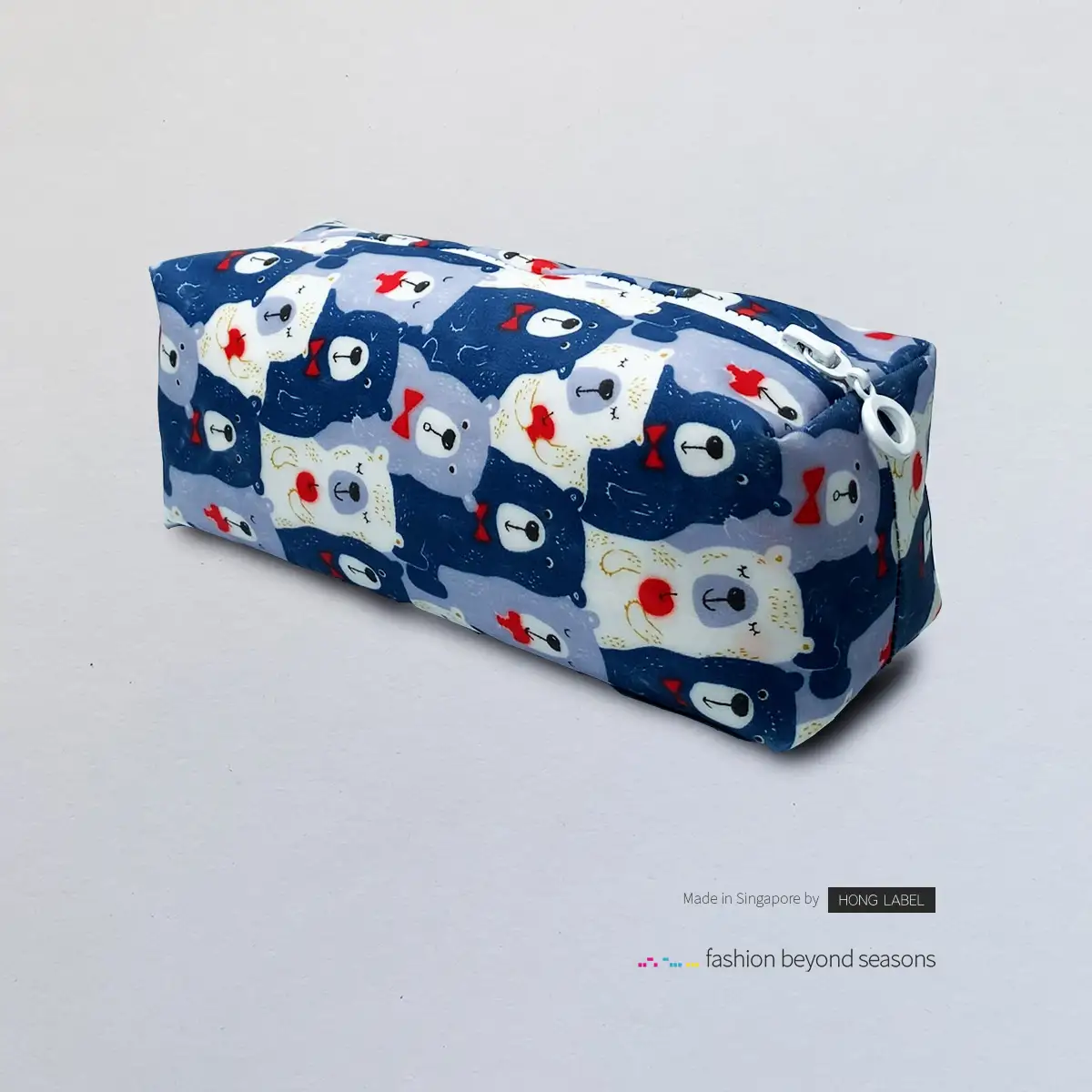 Blue-White-Red-Tie-Bear-With-White-Zip-Pouch-Bag
