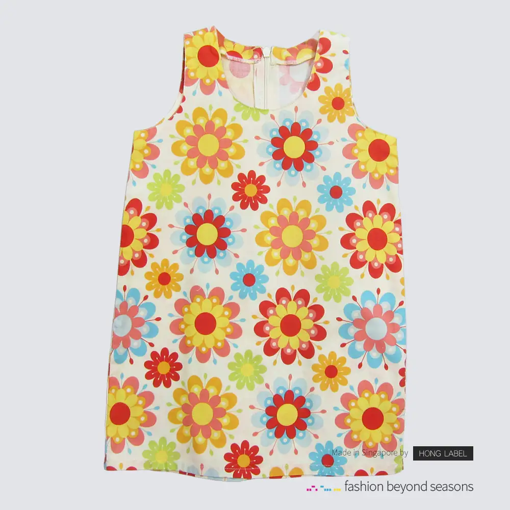 Girl 60s inspired flowers sleeveless dress top