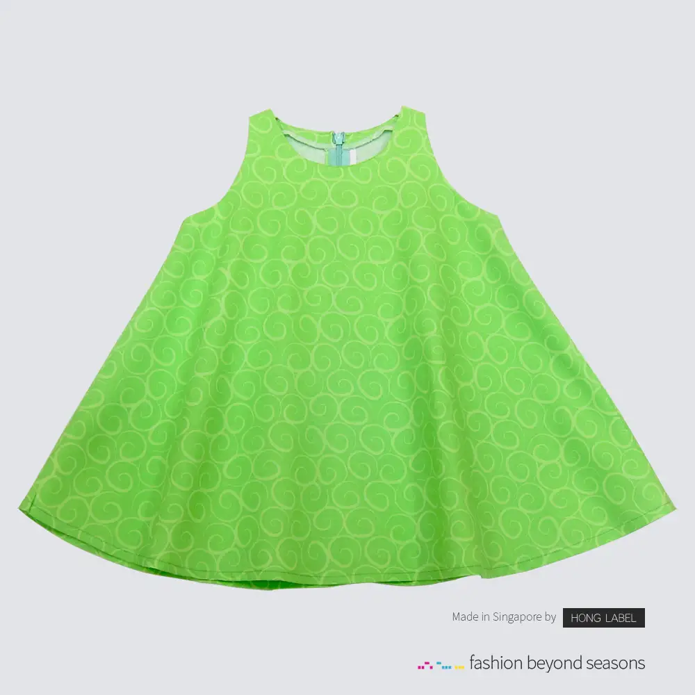 Girl 60s inspired limegreen round dress