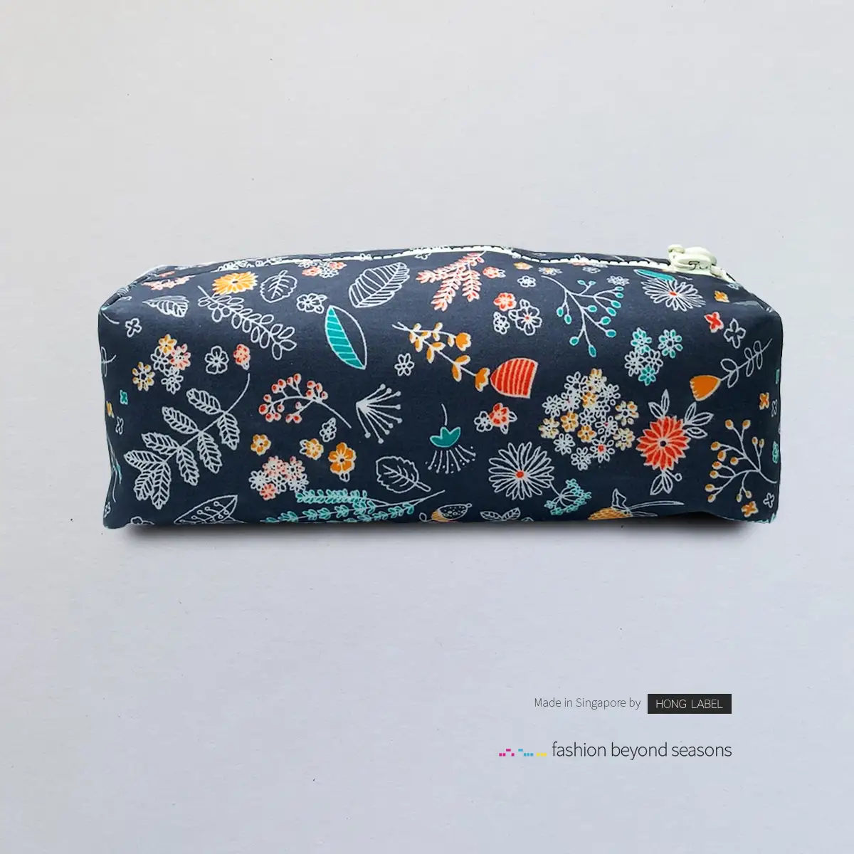 Greyish-Blue-Multi-Colour-Motifs-with-Light-Yellow-Zip-Pouch-Bag