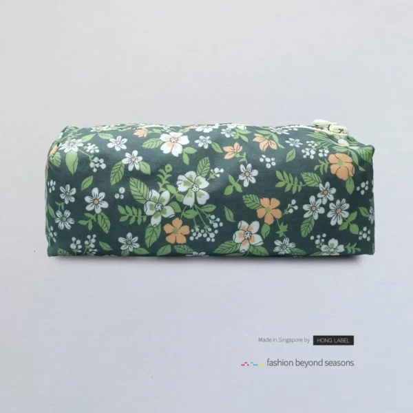 Olive-Green-Floral-Motifs-With-Pale-Yellow-Zip-Pouch-Bag