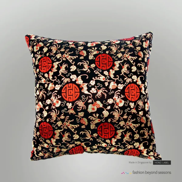Oriental black cushion cover