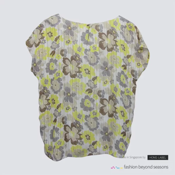 Yellow floral round neck blouse back
