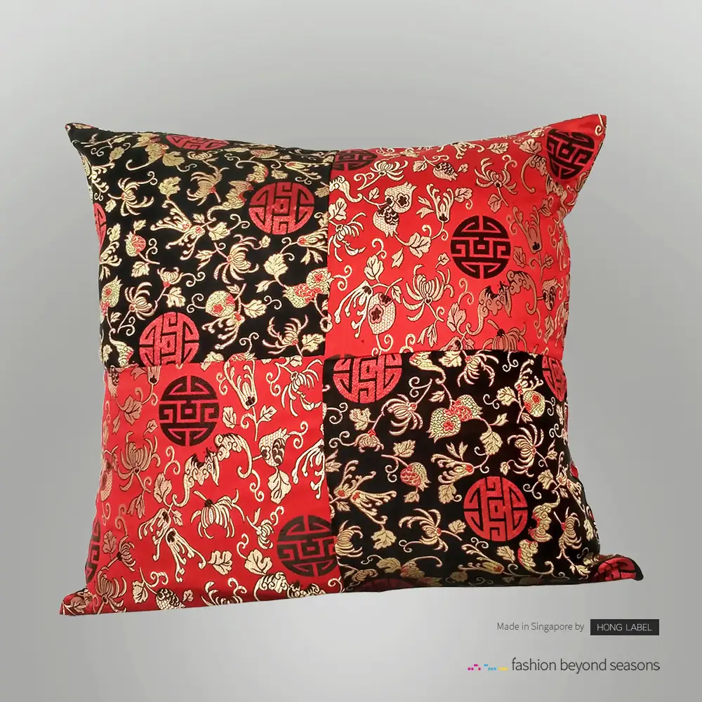 oriental cushion covers red black mixed