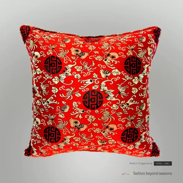Oriental red cushion cover