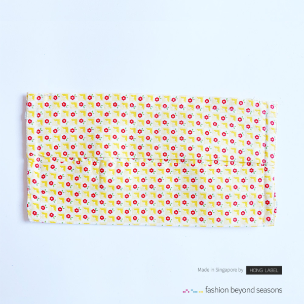 resuable rectangle cloth face mask yellow red tiny flora design